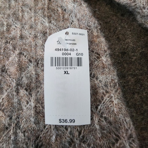 Old Navy Womens XL‎ Sweater Wool Blend Puff Sleeve Diamond Knit Beige Tan NWT - Picture 11 of 11